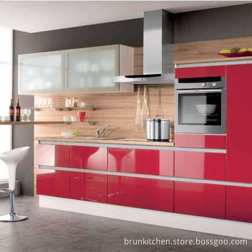 Acrylic Red Modern Kitchen Cabinet